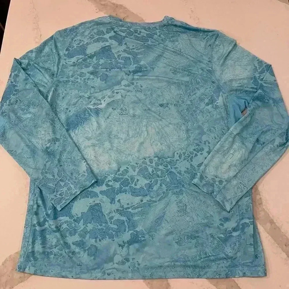 REALTREE FISHING Light Blue Marbled Wave Long Sleeve Performance Vented Mens 2XL - Picture 4 of 4